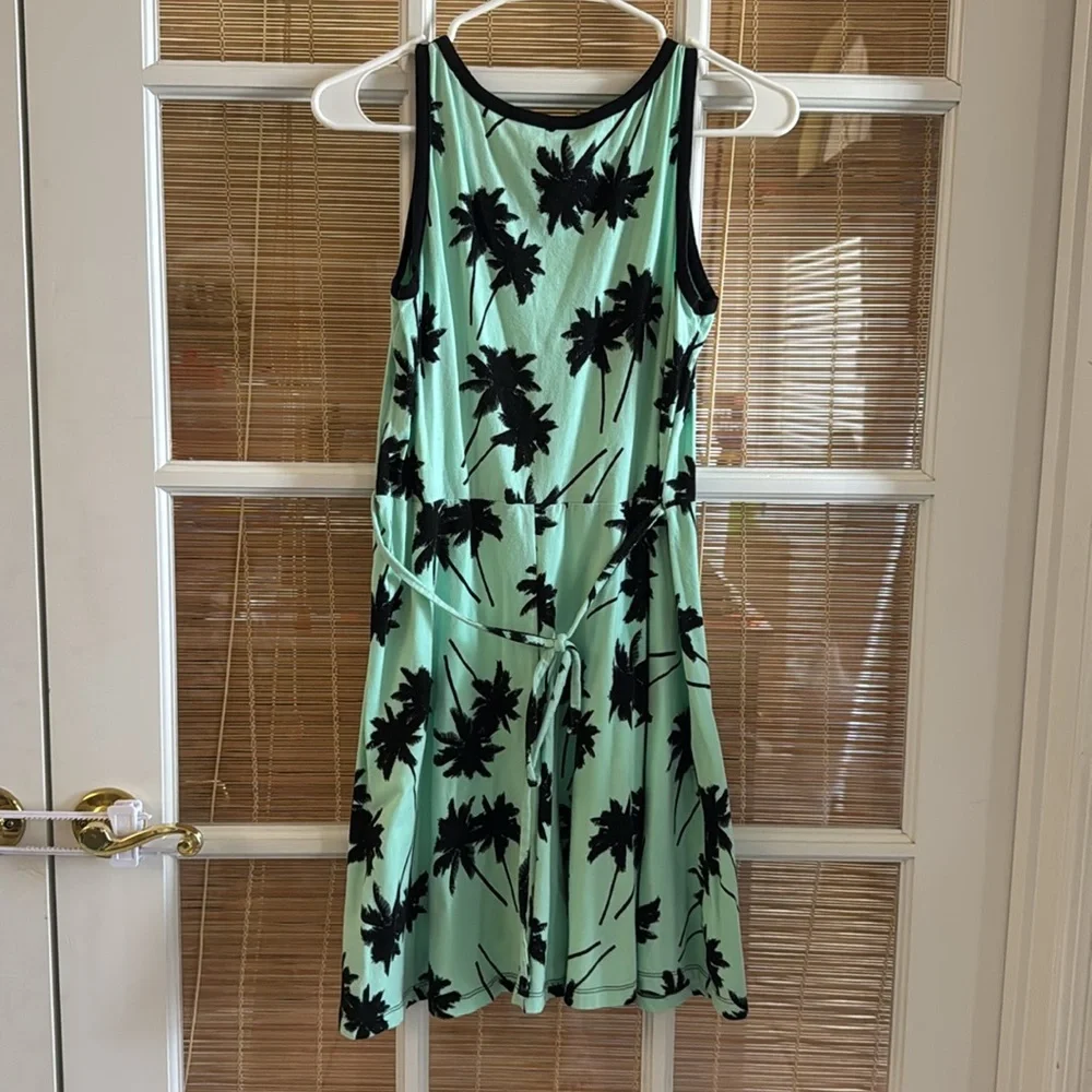 Justice Mint Green Palm Tree Kids Skater Dress